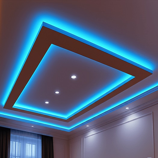 Bornova ahşap asma tavan – Led isikli örneği